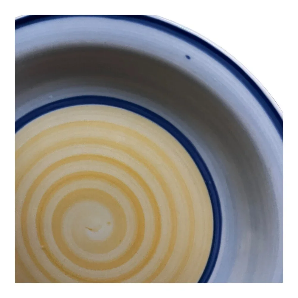 Trisa Hand Painted 7.5” Stoneware Salad Plate Yellow & Blue Swirl